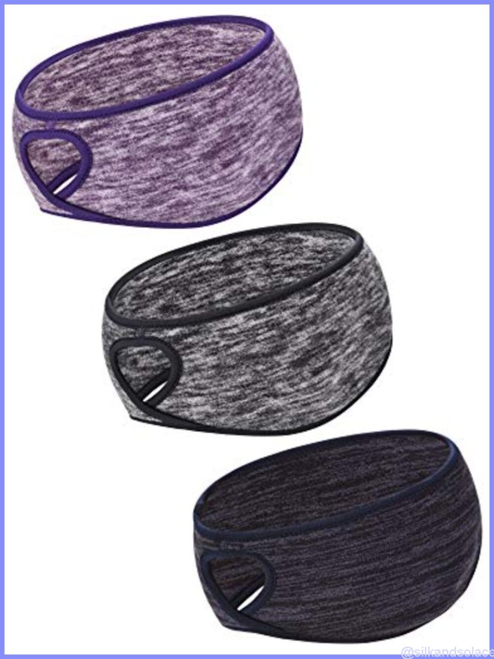 3 Pack Ponytail Headbands Cationic Fabric Ear Warmers for Running Skiing
